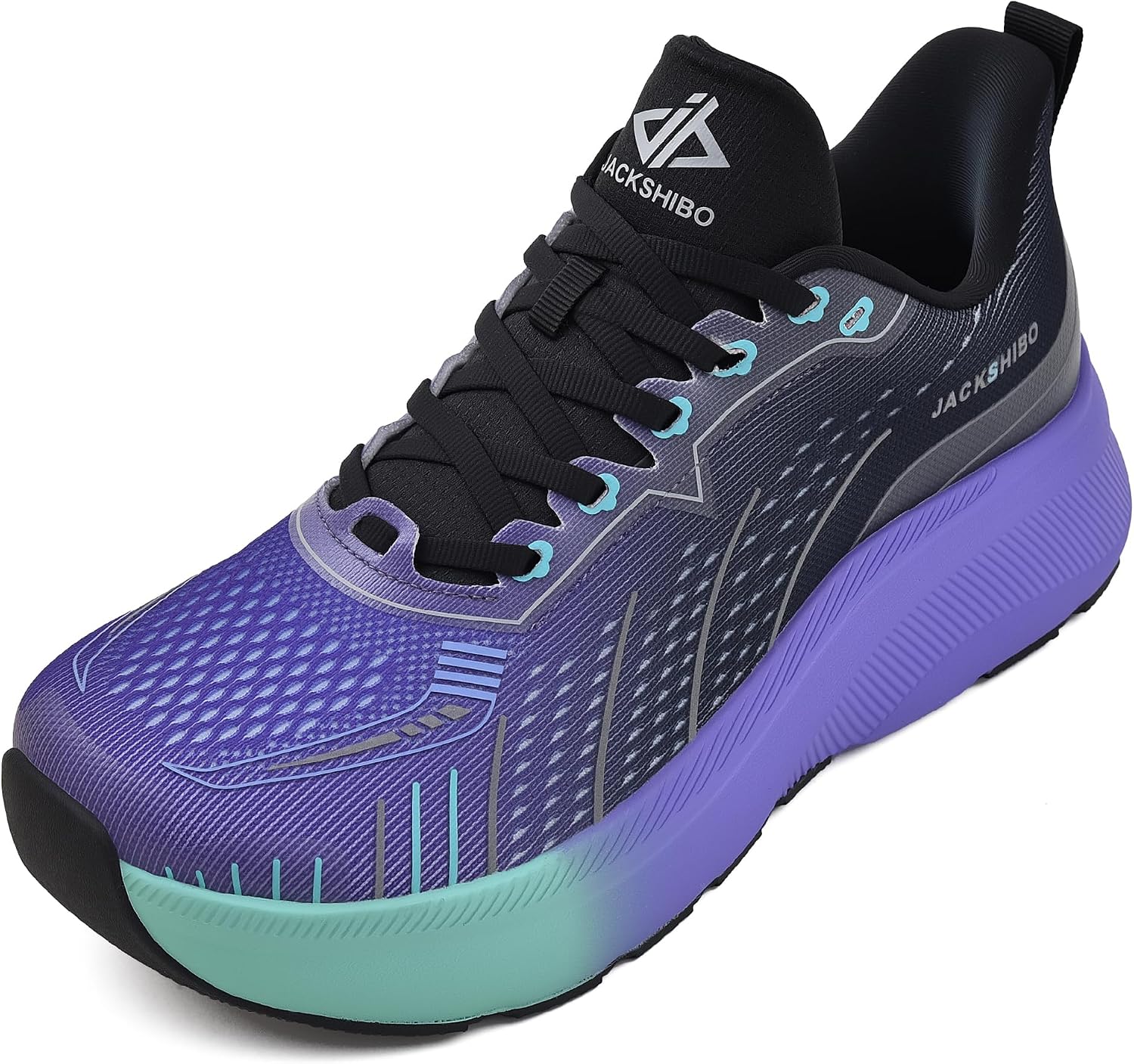 JACKSHIBO Wide Toe Box Shoes Men Arch Support Slip On Zero Drop Sneakers Wide Toe Box Darkpurple