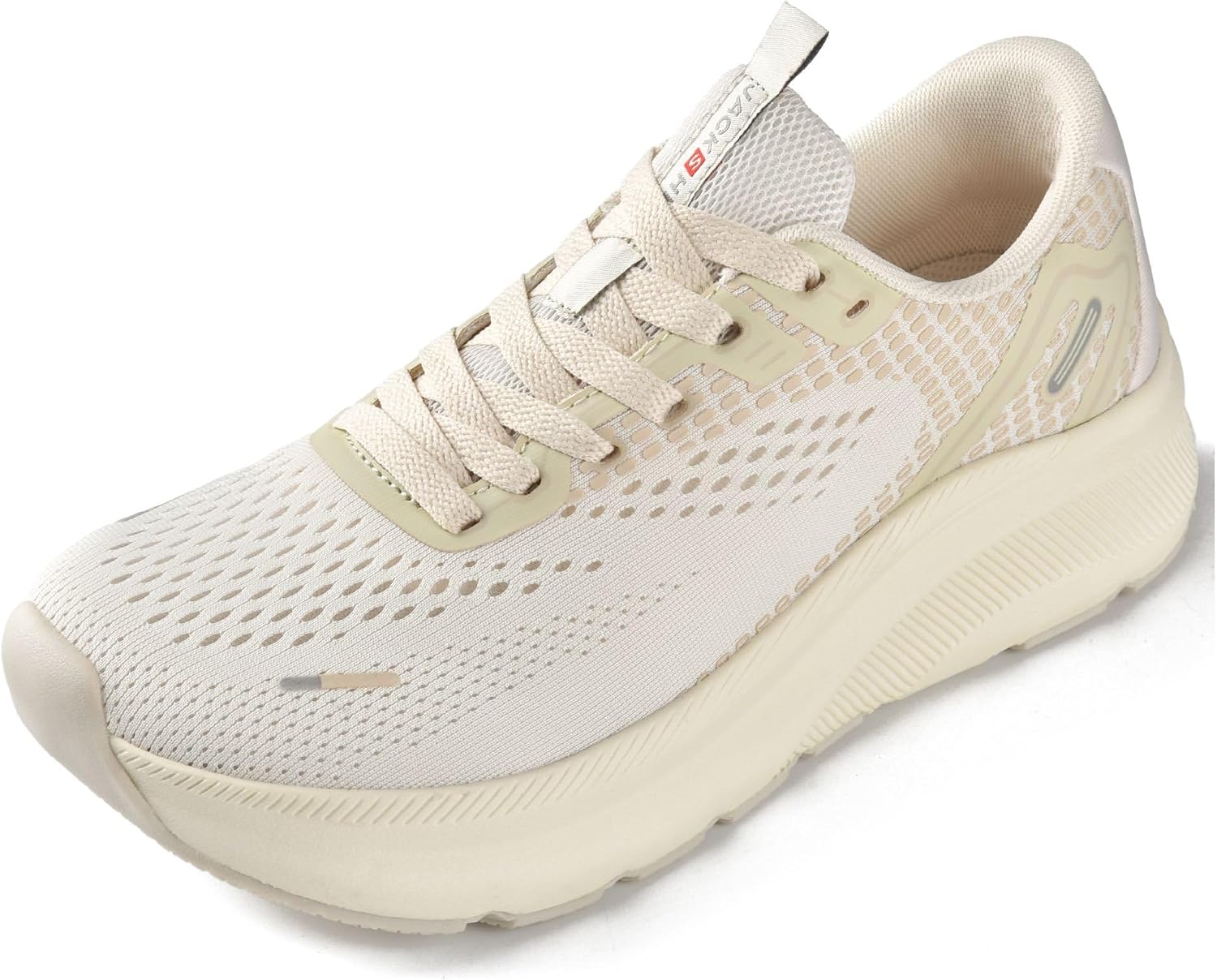 JACKSHIBO Wide Toe Box Shoes Women Arch Support Zero Drop Wide Sneakers Beige