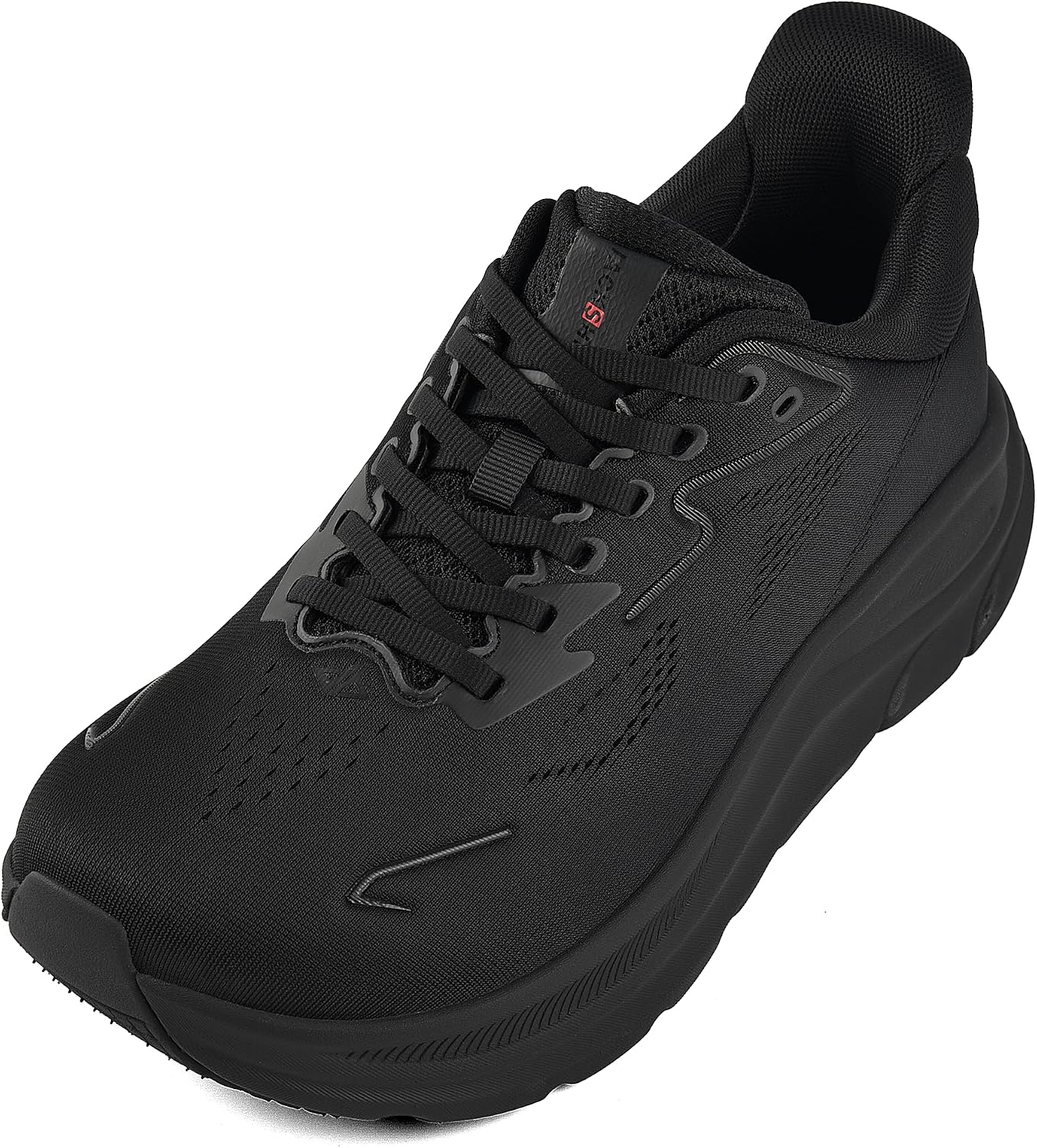 JACKSHIBO Men's Wide Toe Box Sneakers, Zero Drop Slip On Hands Free with Arch Support, Cushioned Shock Absorption for Gym Cross Training Wide Feet Allblack