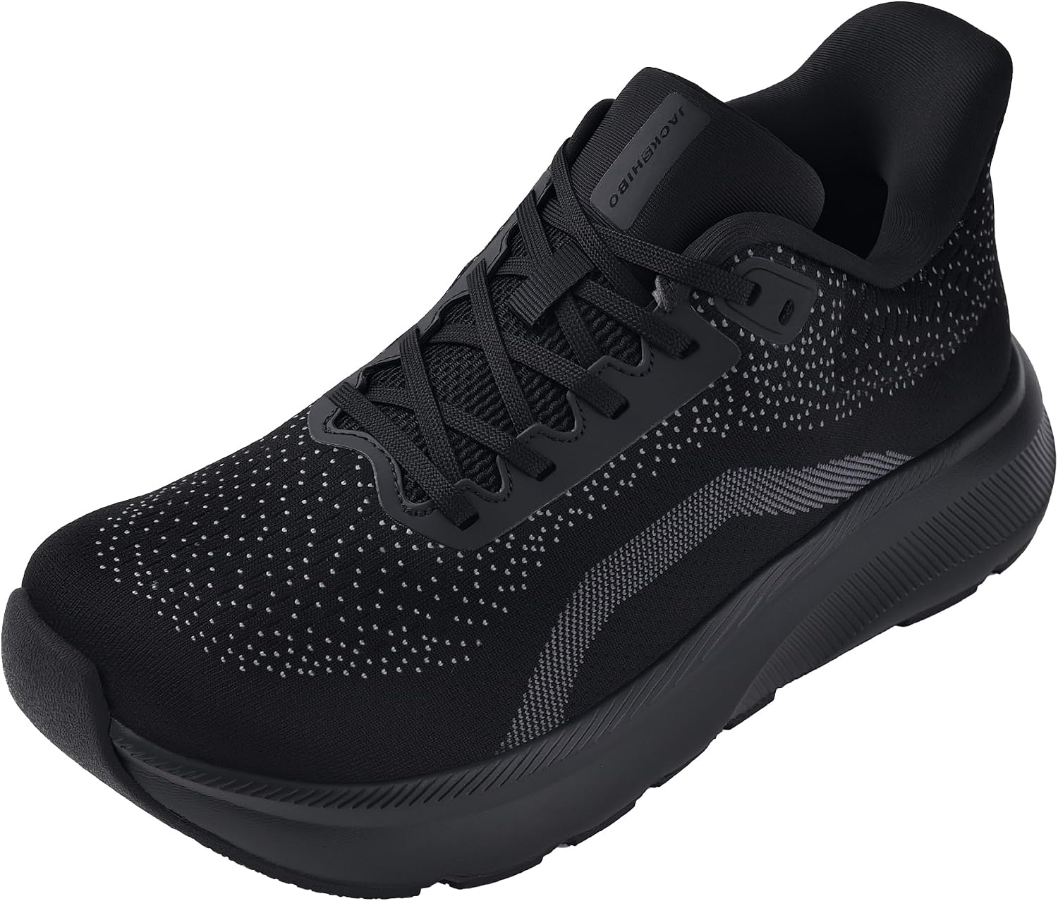 JACKSHIBO Mens Wide Toe Box Shoes Lightweight Slip On Orthopedic Tennis Sneakers Plantar Fasciitis Footwear-Breathable Mesh for Running Walking Athletic Thick Cushion Zero Drop Sole Width Shoes Allblack