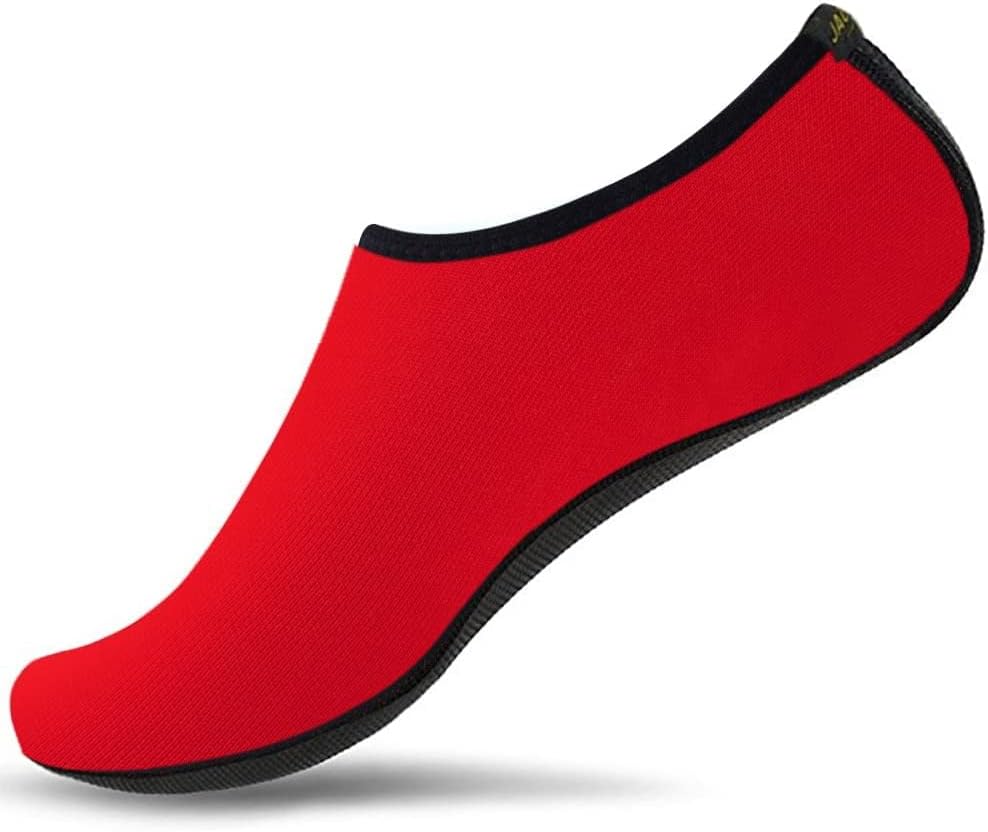 JACKSHIBO Water Shoes for Women Men Quick Dry Swim Shoes Beach Water Socks Red 1