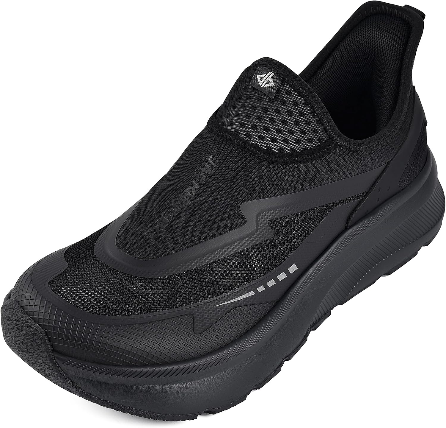 JACKSHIBO Men's Wide Toe Box Slip on Walking Shoes Arch Support Sneakers Slip on Black