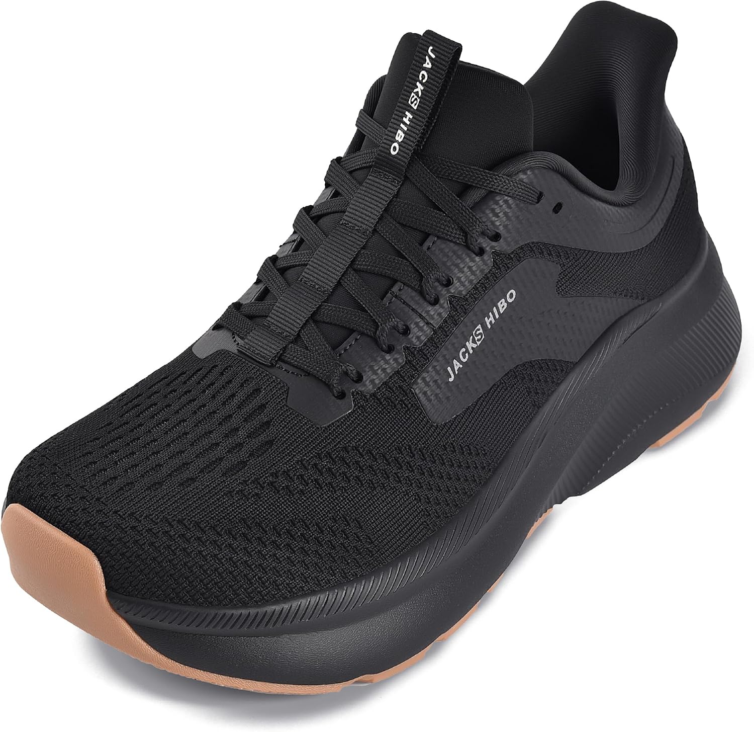 JACKSHIBO Mens Wide Toe Box Shoes Arch Support Lightweight Slip Ins Orthopedic Plantar Fasciitis with Thick Cushion Zero Drop Sole Width Shoes for Athletic Training Running Workouts Allblack