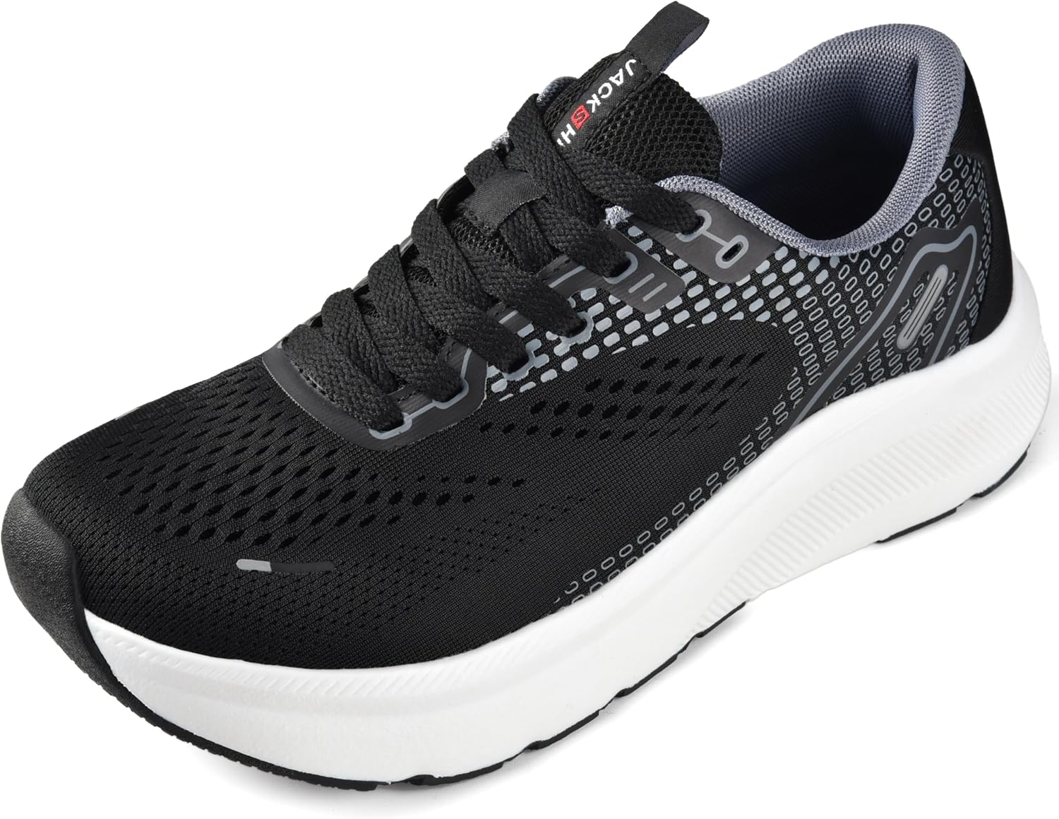 JACKSHIBO Wide Toe Box Shoes for Men Arch Support Zero Drop Wide Sneakers BlackWhite