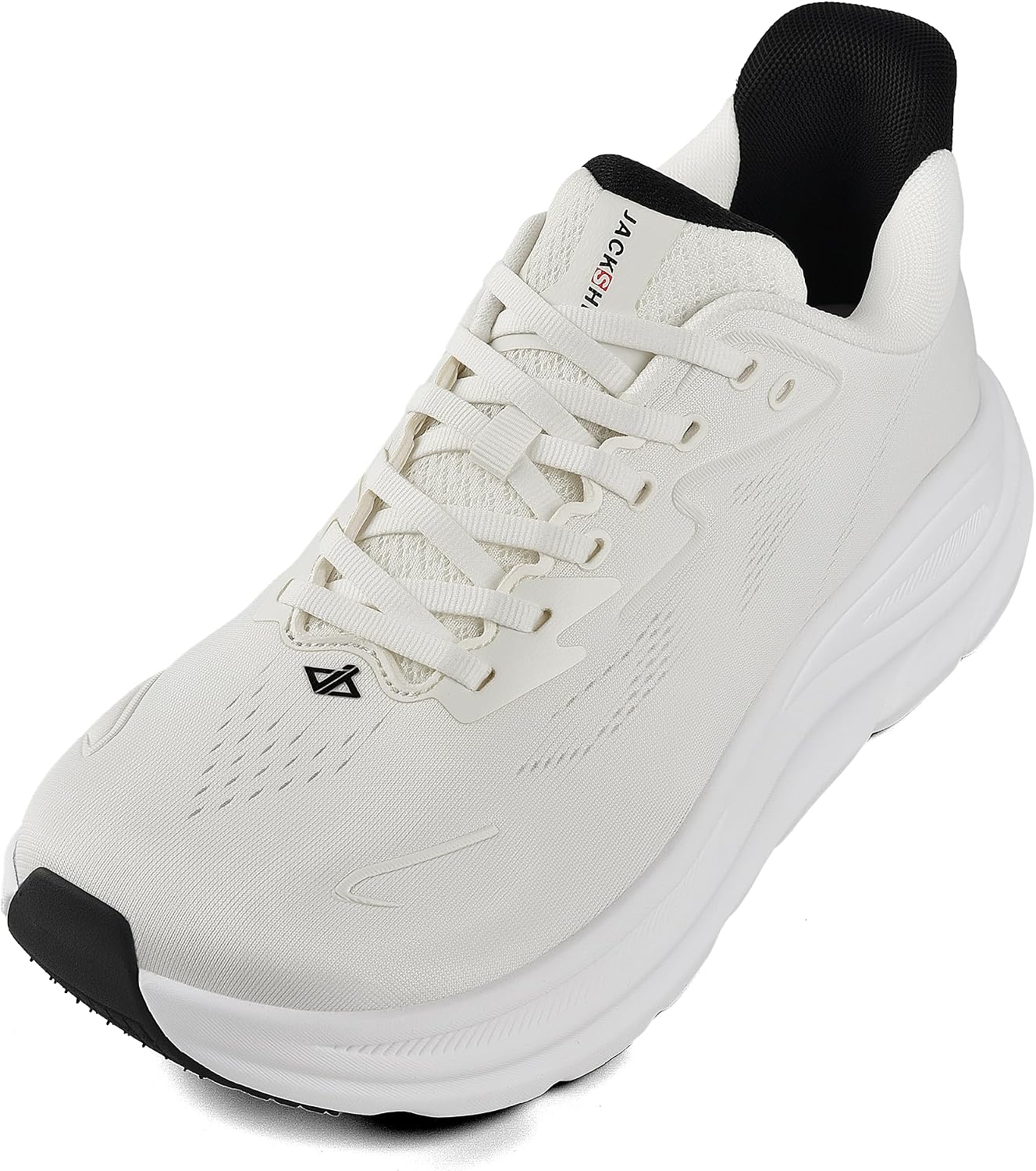 JACKSHIBO Men's Wide Toe Box Sneakers, Zero Drop Slip On Hands Free with Arch Support, Cushioned Shock Absorption for Gym Cross Training Wide Feet White