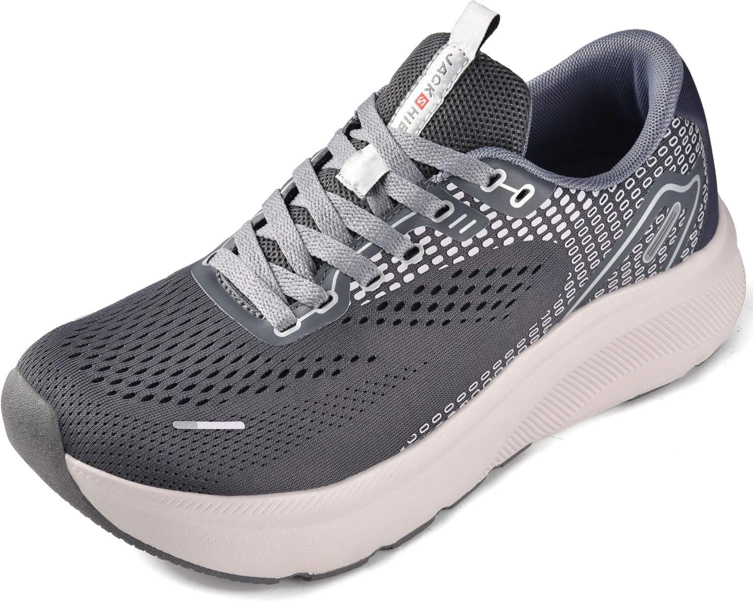 JACKSHIBO Wide Toe Box Shoes for Men Arch Support Zero Drop Wide Sneakers Grey