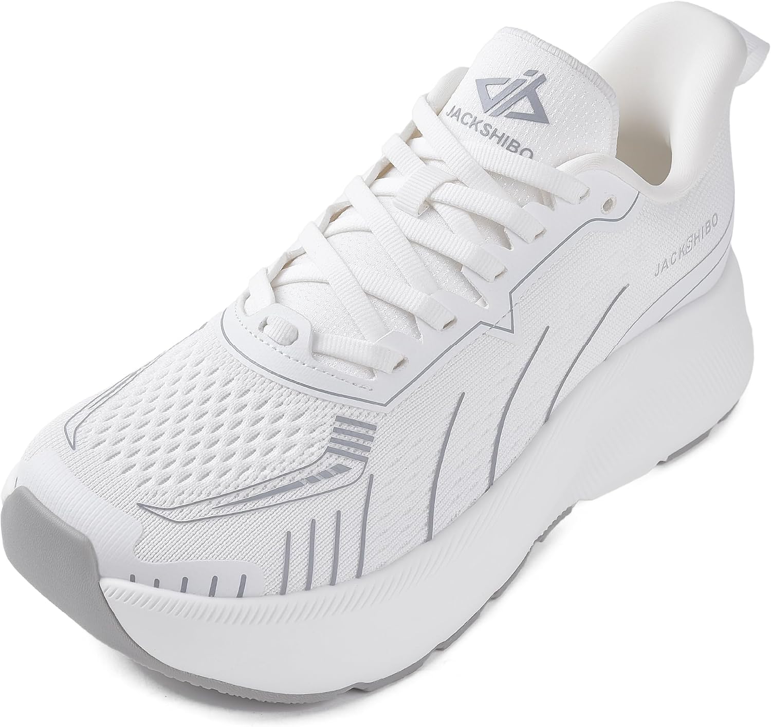 JACKSHIBO Wide Toe Box Shoes Women Orthopedic Plantar Fasciitis Sneakers Wide Toe Box White