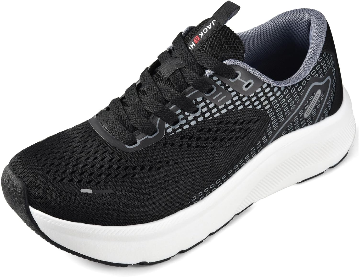 JACKSHIBO Wide Toe Box Shoes Women Arch Support Zero Drop Wide Sneakers BlackWhite