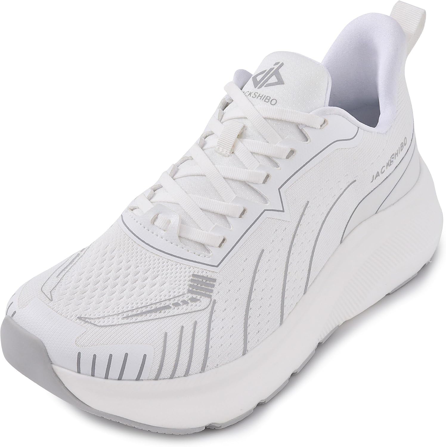 JACKSHIBO Wide Toe Box Shoes Men Arch Support Slip On Zero Drop Sneakers White