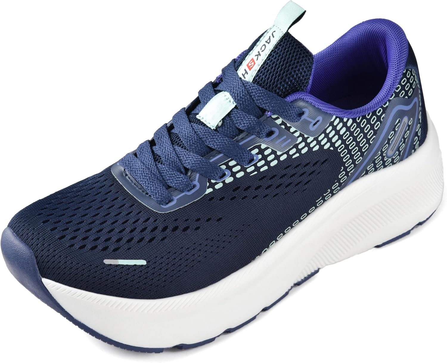 JACKSHIBO Wide Toe Box Shoes Women Arch Support Zero Drop Wide Sneakers Blue