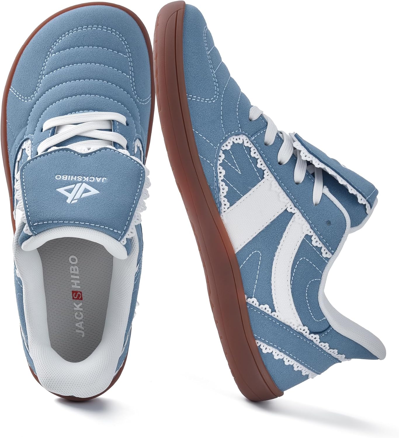 JACKSHIBO Barefoot Shoes Slip in Women Hands Free Wide Toe Box Arch Support Zero Drop Sneakers Slip on Minimalist Shoe Orthopedic Plantar Fasciitis with Metatarsal Pads and Detachable Flip Tongue Wide Blue