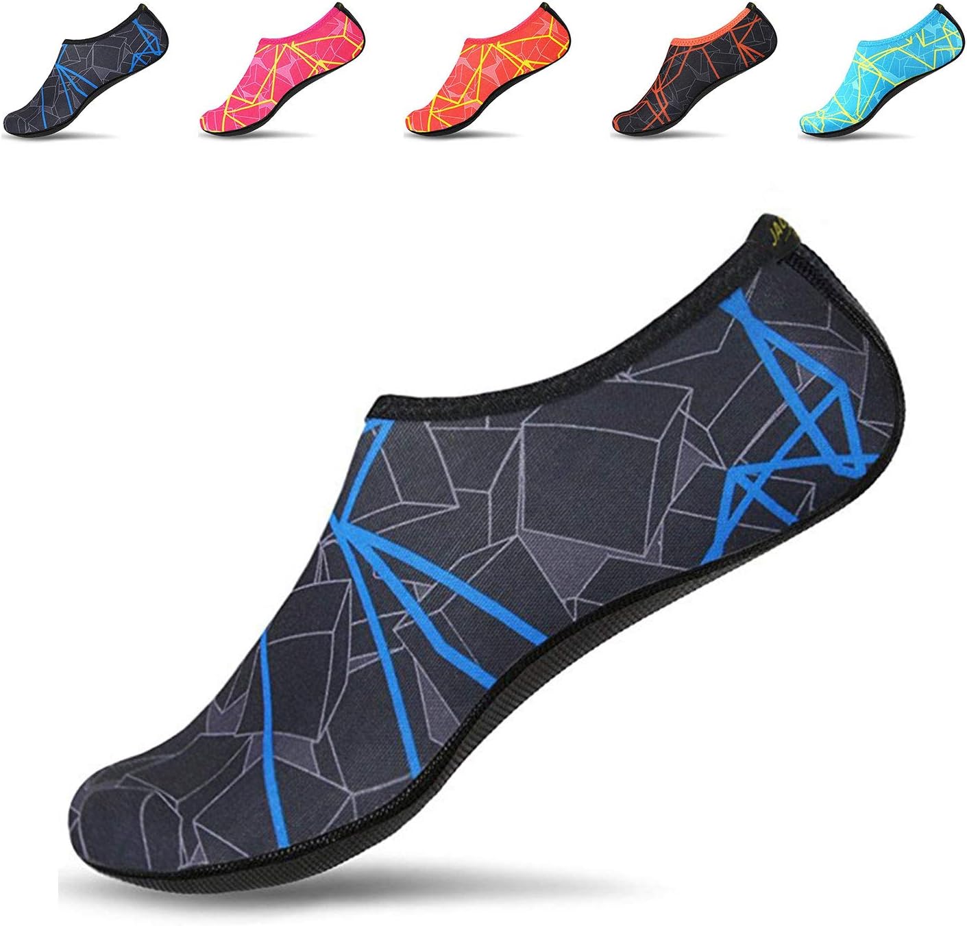 JACKSHIBO Water Shoes for Women Men Quick Dry Swim Shoes Beach Water Socks Navy Blue