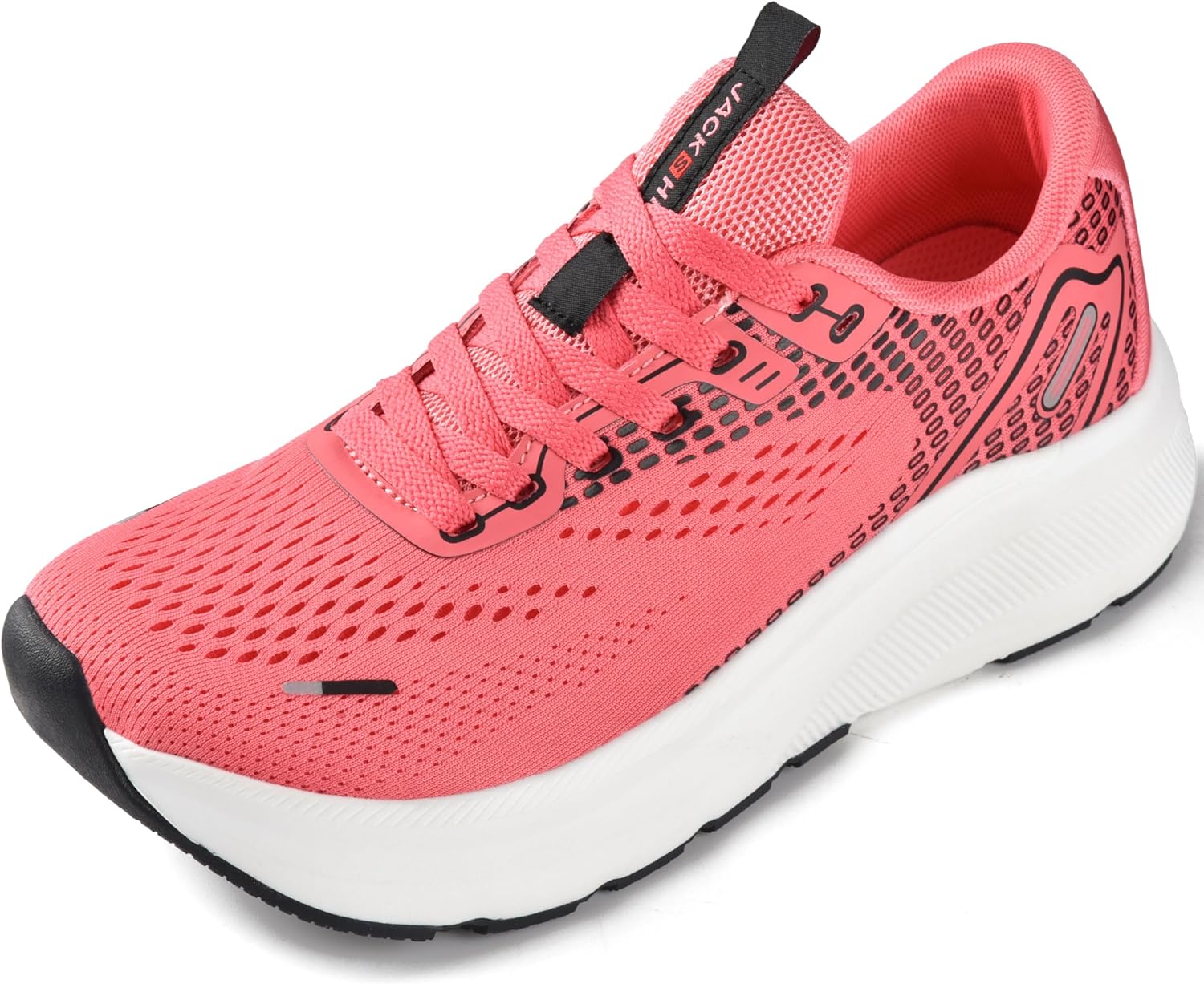 JACKSHIBO Wide Toe Box Shoes Women Arch Support Zero Drop Wide Sneakers Rose Red